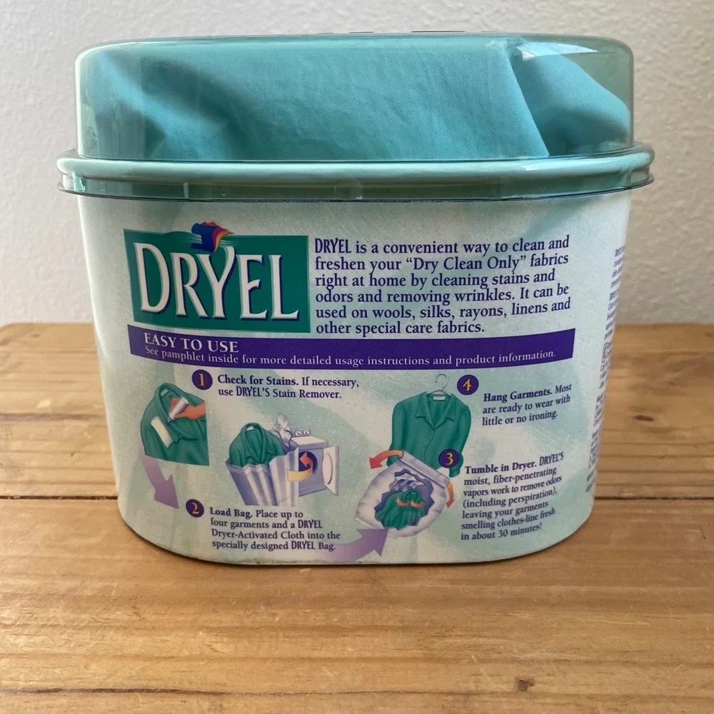 Vintage Dryel Fabric Care Kit 12 Loads Open Box Complete 1997 Home Dry Cleaner